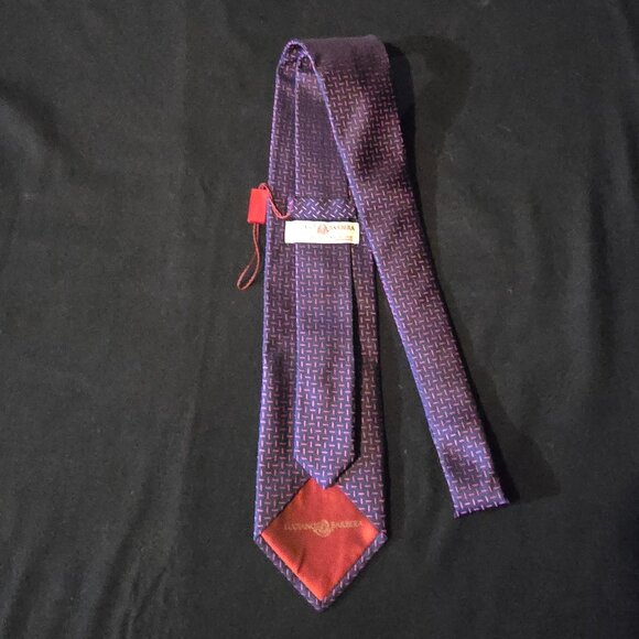 NWT Luciano Barbera Made in Italy 100% Silk Necktie Blue w Purple Dash 3 3/8x59 - Picture 4 of 6